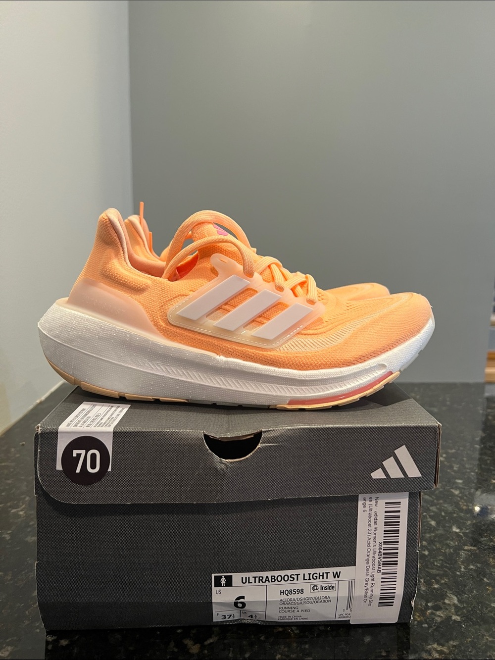adidas Ultraboost Light W Peach/White Running Sneakers 6W